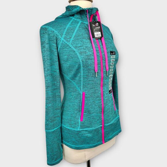 NWT Lukka Womens Full-Zip Hooded Athletic Jacket Size M Aqua Running Activewear - Picture 4 of 9